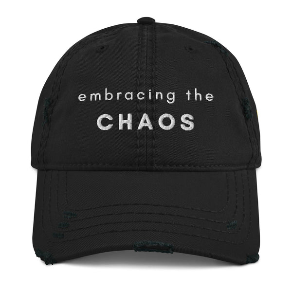 Embracing Chaos Distressed Mental Health Hat black - Myndful Apparel
