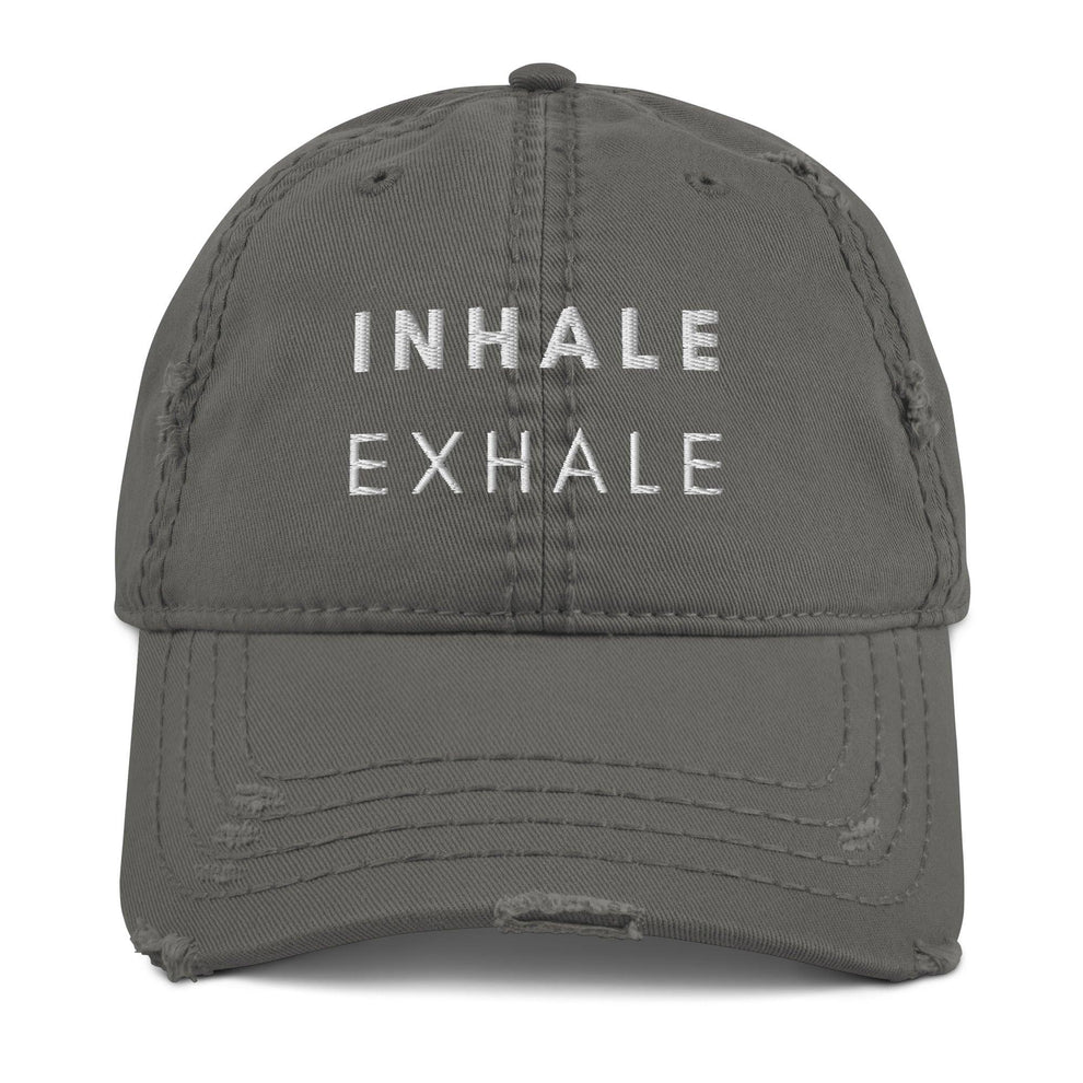 Inhale Exhale Distressed Mental Health Hat Charcoal grey - Myndful Apparel